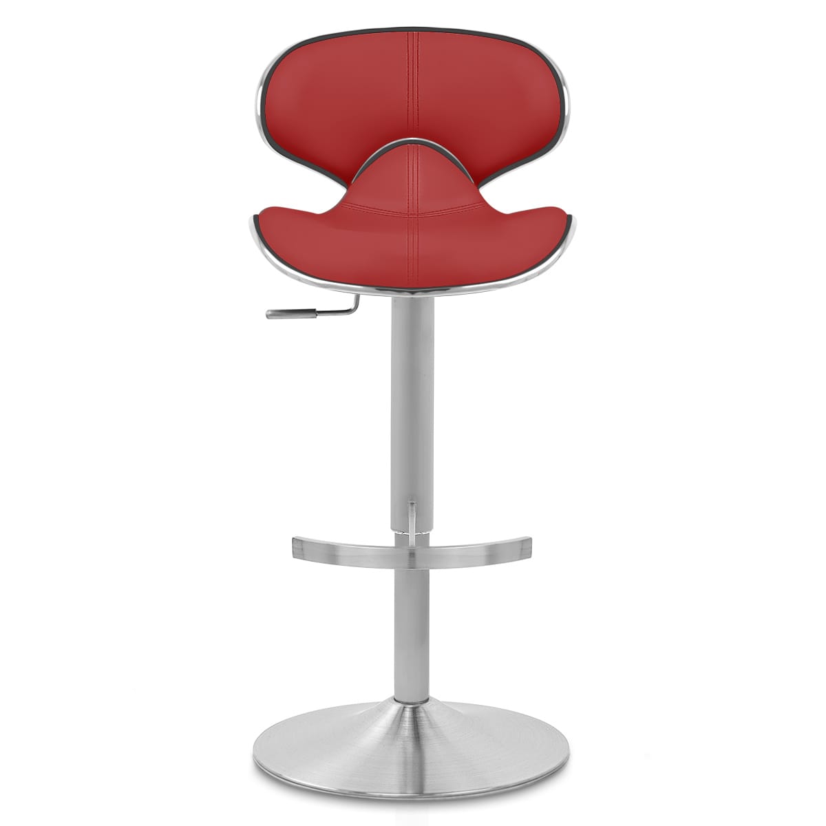 Sgabello Pelle Cromo Satinato - Felix Deluxe Rosso