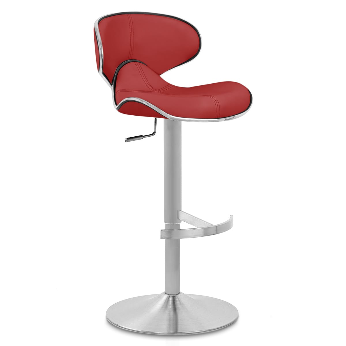 Sgabello Pelle Cromo Satinato - Felix Deluxe Rosso