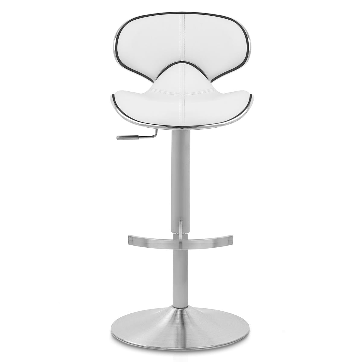Sgabello Pelle Cromo Satinato - Felix Deluxe Bianco
