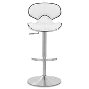 Sgabello Pelle Cromo Satinato - Felix Deluxe Bianco