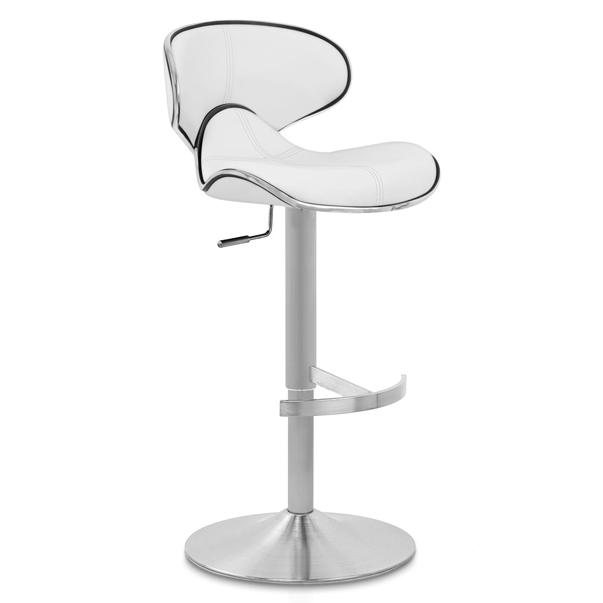 Sgabello Pelle Cromo Satinato - Felix Deluxe Bianco