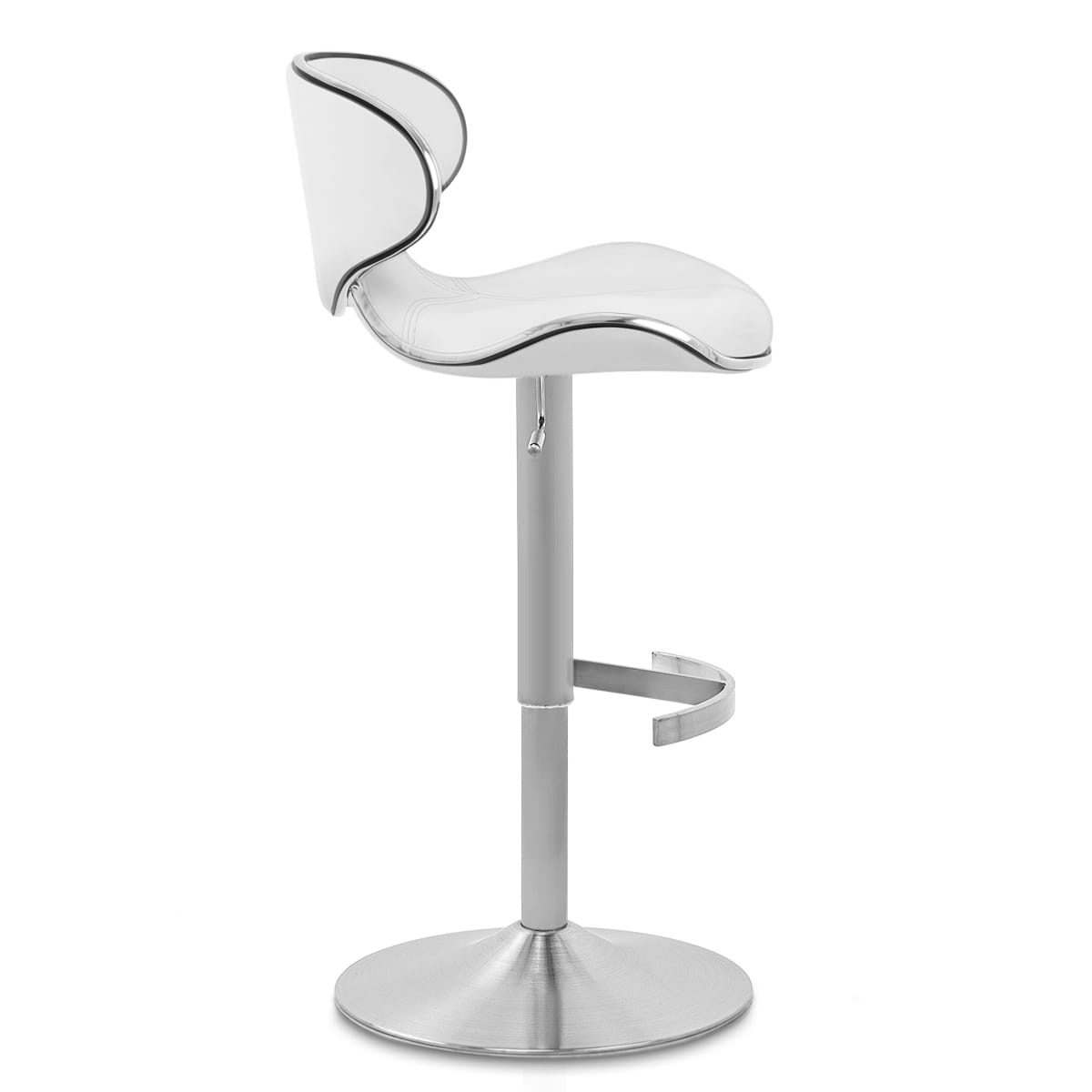 Sgabello Pelle Cromo Satinato - Felix Deluxe Bianco