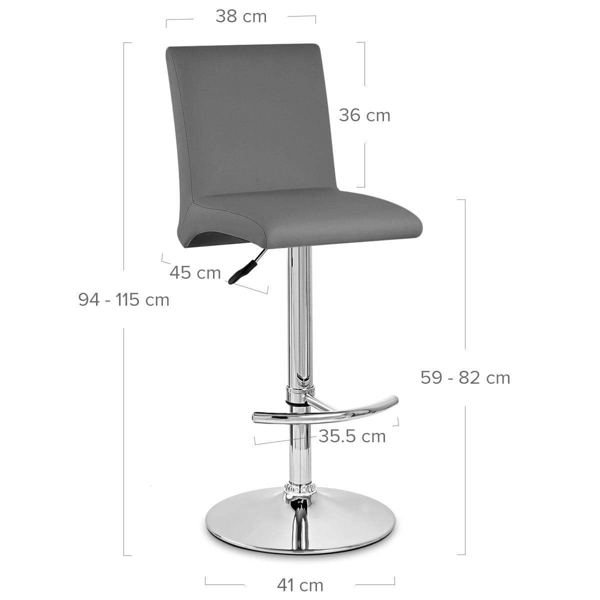 Kunstleder Barhocker Chrom - Deluxe High Back Grau