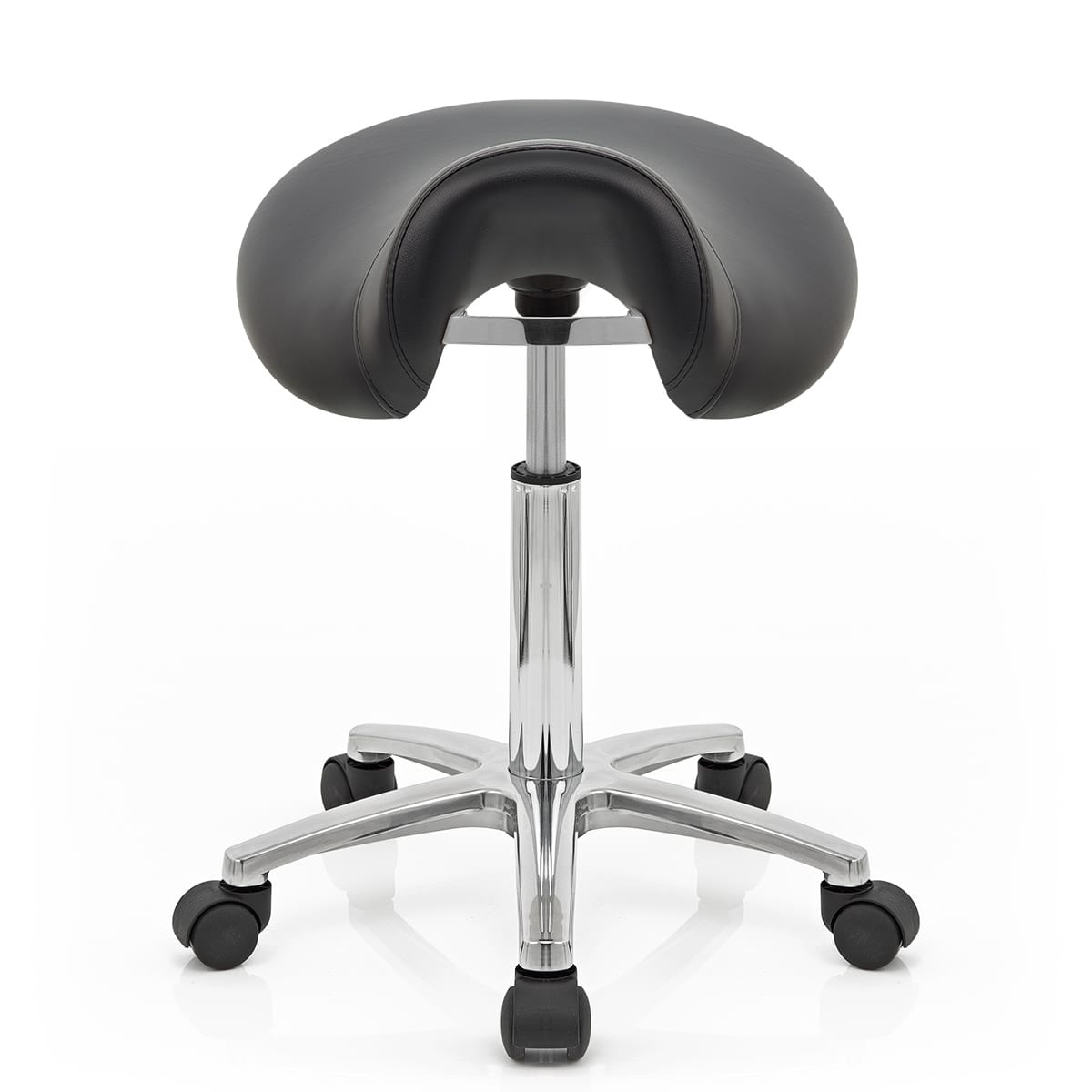 Kunstleder Rollhocker - Deluxe Saddle Schwarz
