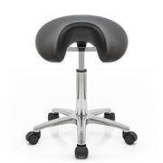 Sgabello con rotelle Ecopelle Cromato - Deluxe Saddle Nero