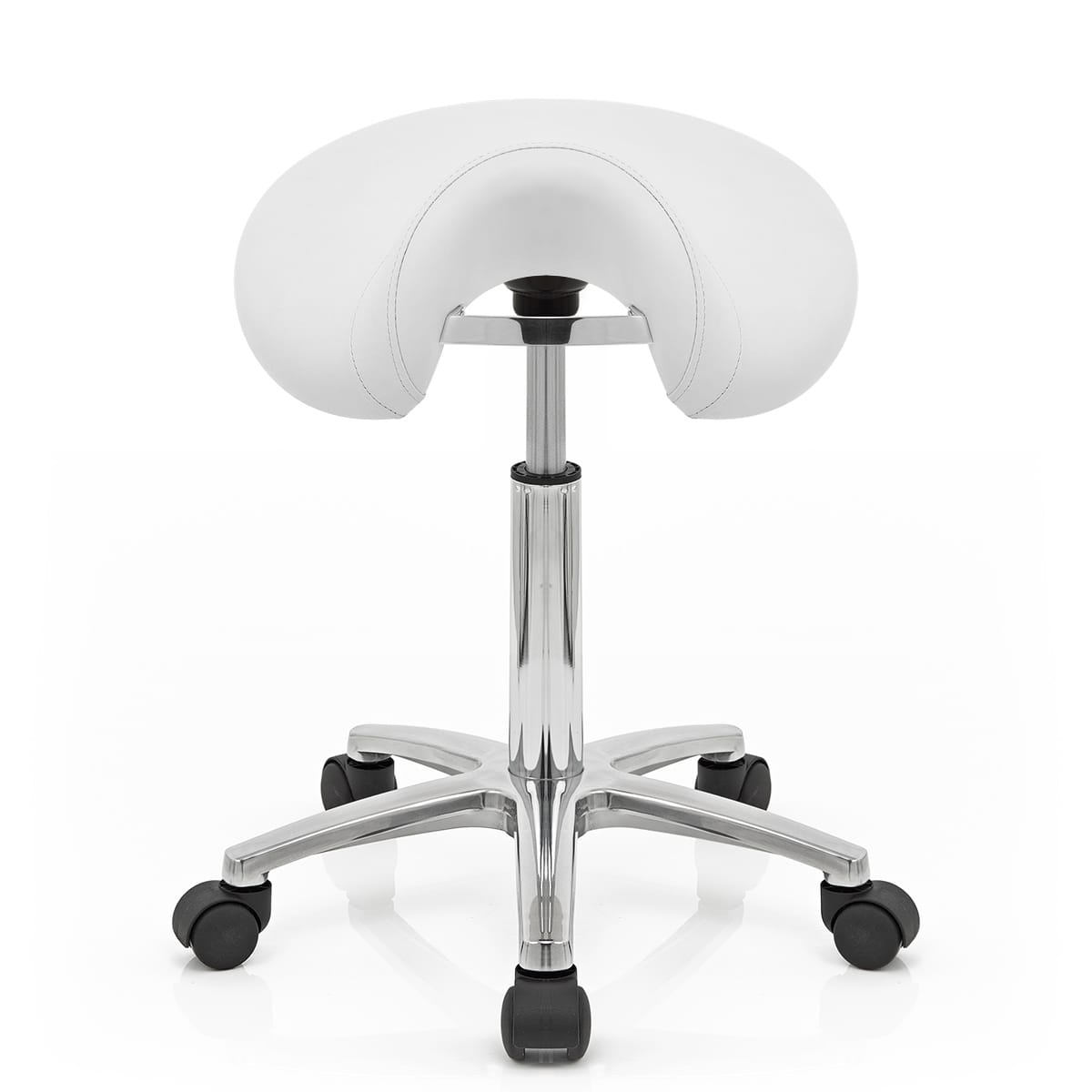 Kunstleder Rollhocker - Deluxe Saddle Weiß