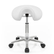 Sgabello con rotelle Ecopelle Cromato - Deluxe Saddle Bianco