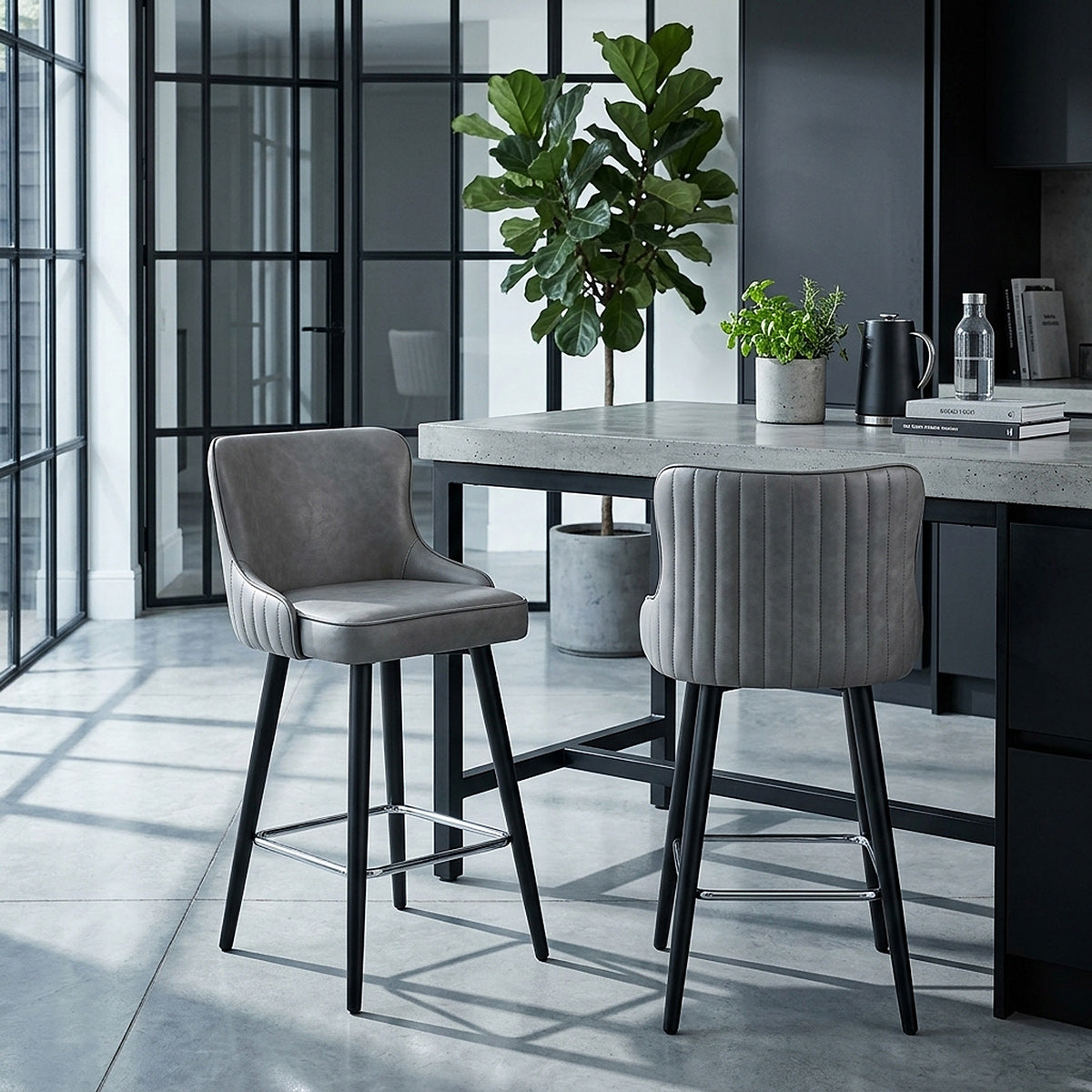 Sgabello Ecopelle - Diablo Grigio