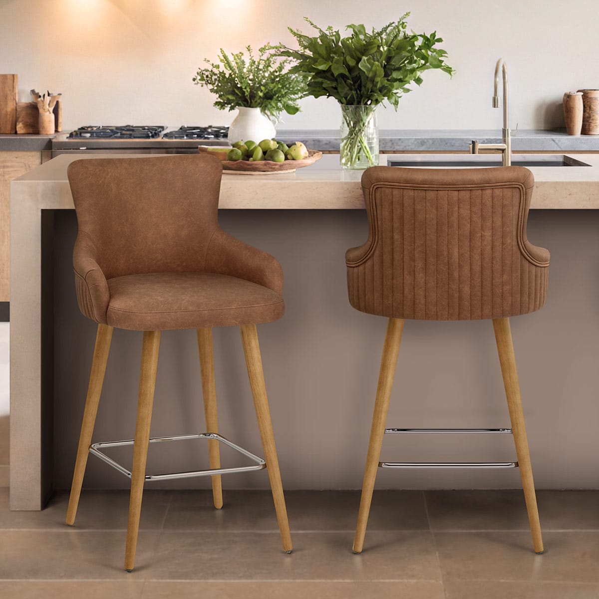 Sgabello Ecopelle - Diablo Legno Marrone