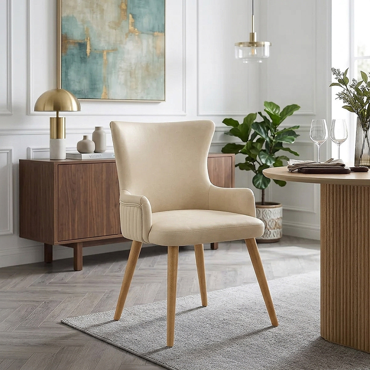 Esszimmerstuhl Kunstleder Holz - Diablo Beige