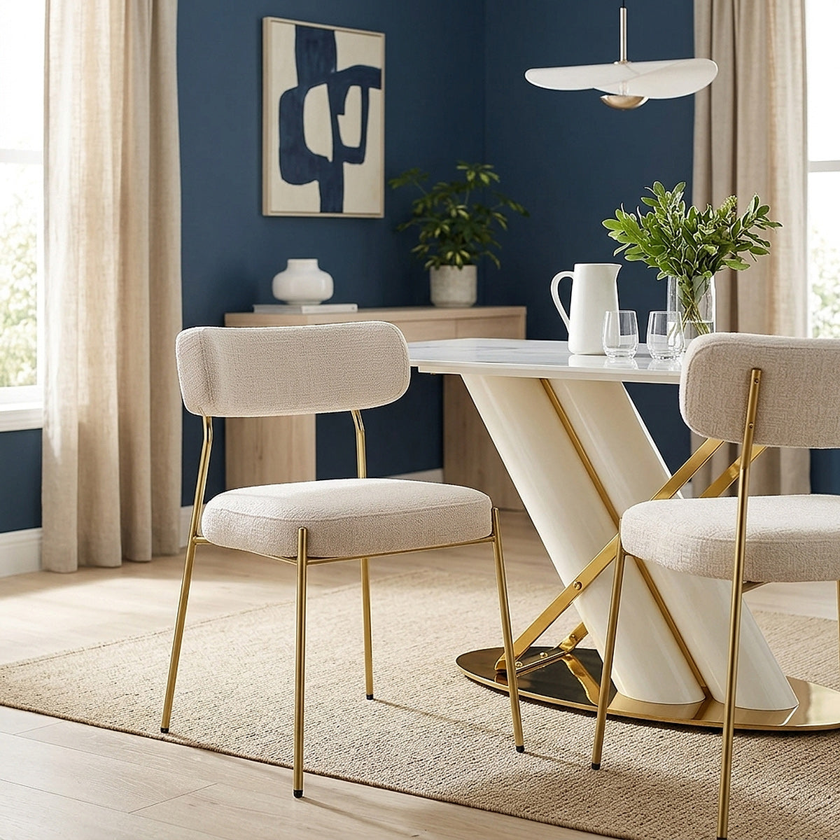 Stoff Esszimmerstuhl Gold - Diana Beige