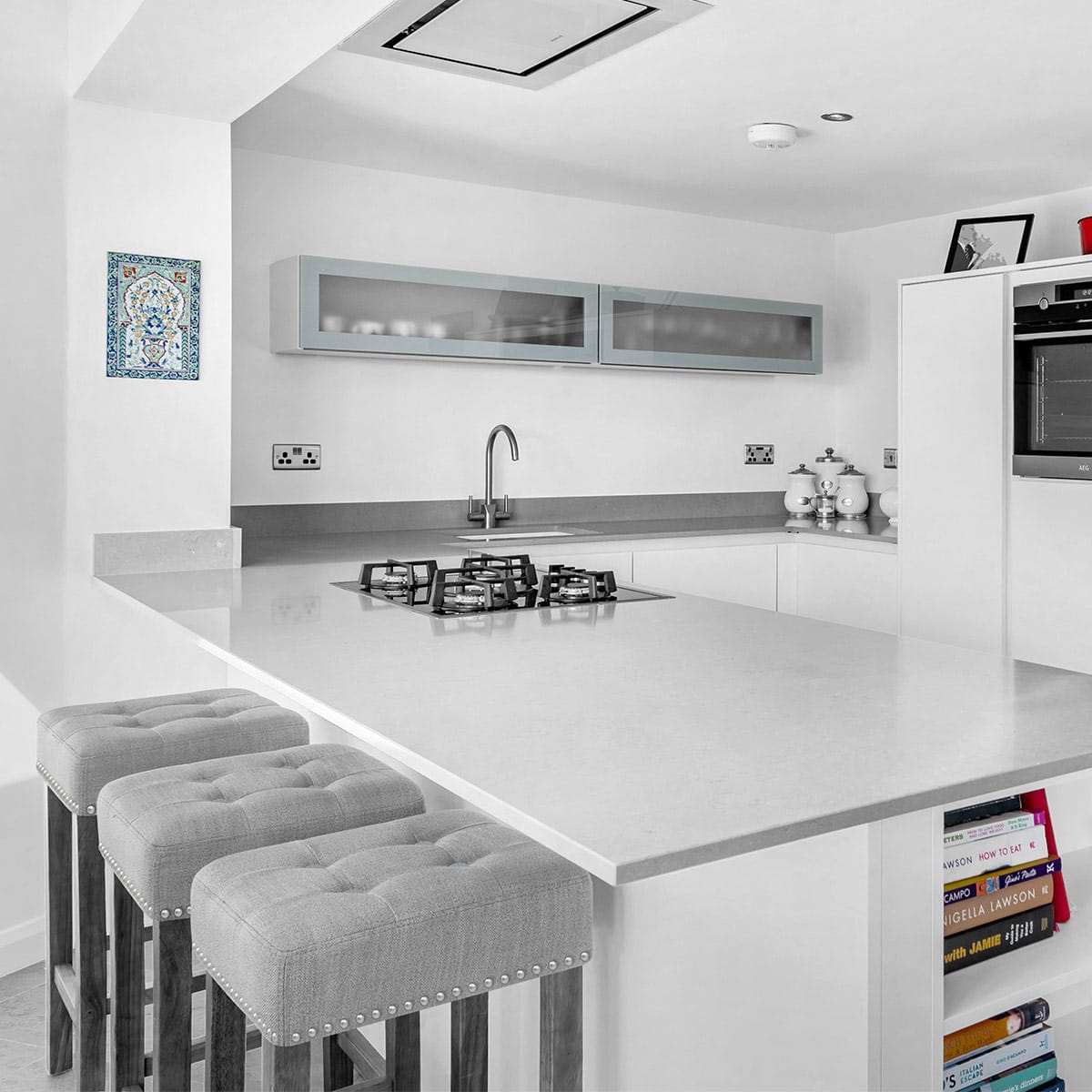 Sgabello Tessuto Legno - Dove Grigio