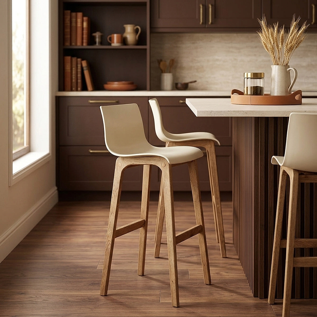 Sgabello Resina Legno - Drift ABS Crema