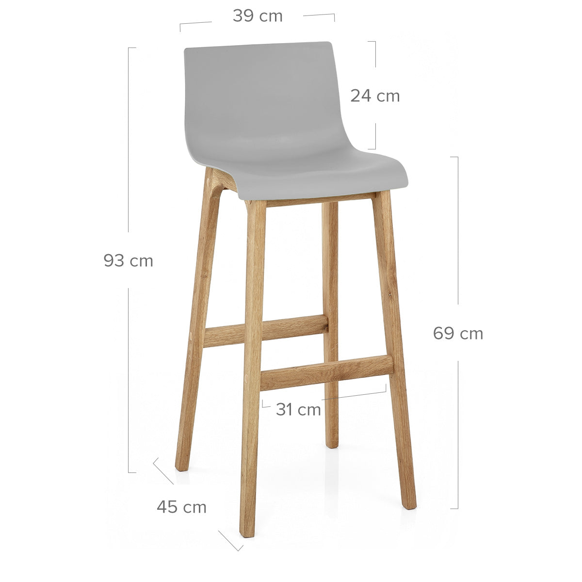 Barhocker Eiche - Drift ABS Grau