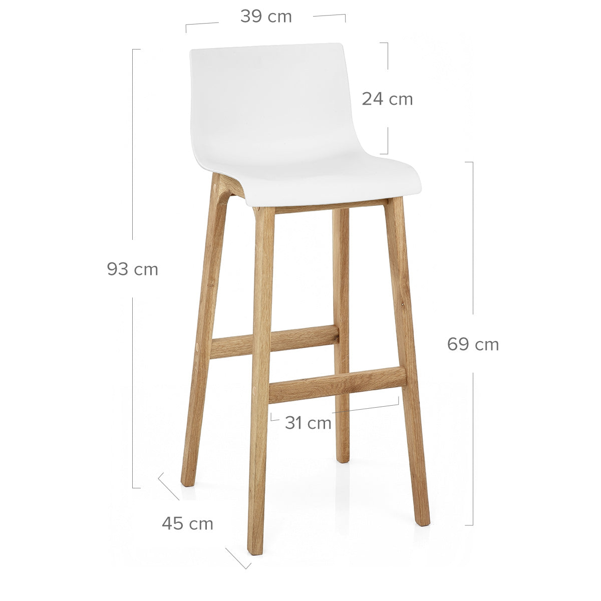 Barhocker Eiche - Drift ABS Weiß