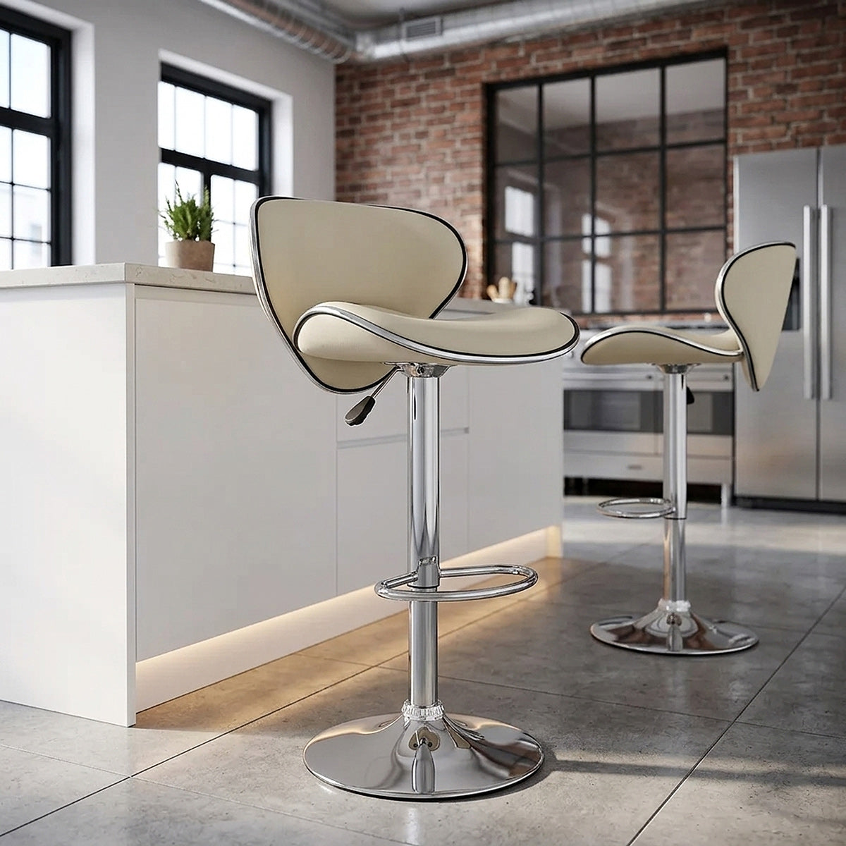 Kunstleder Barhocker Chrom - Felix Beige