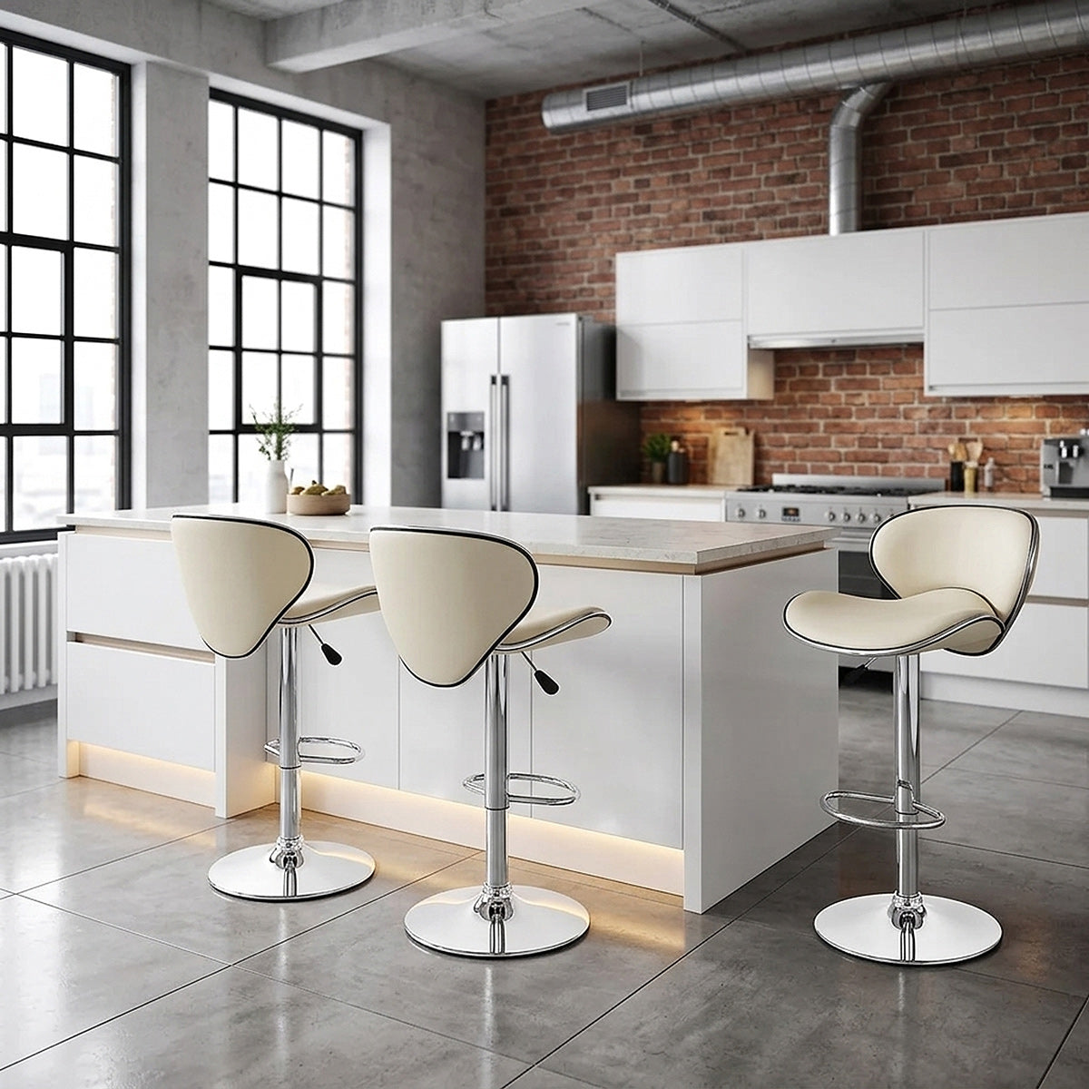 Kunstleder Barhocker Chrom - Felix Beige