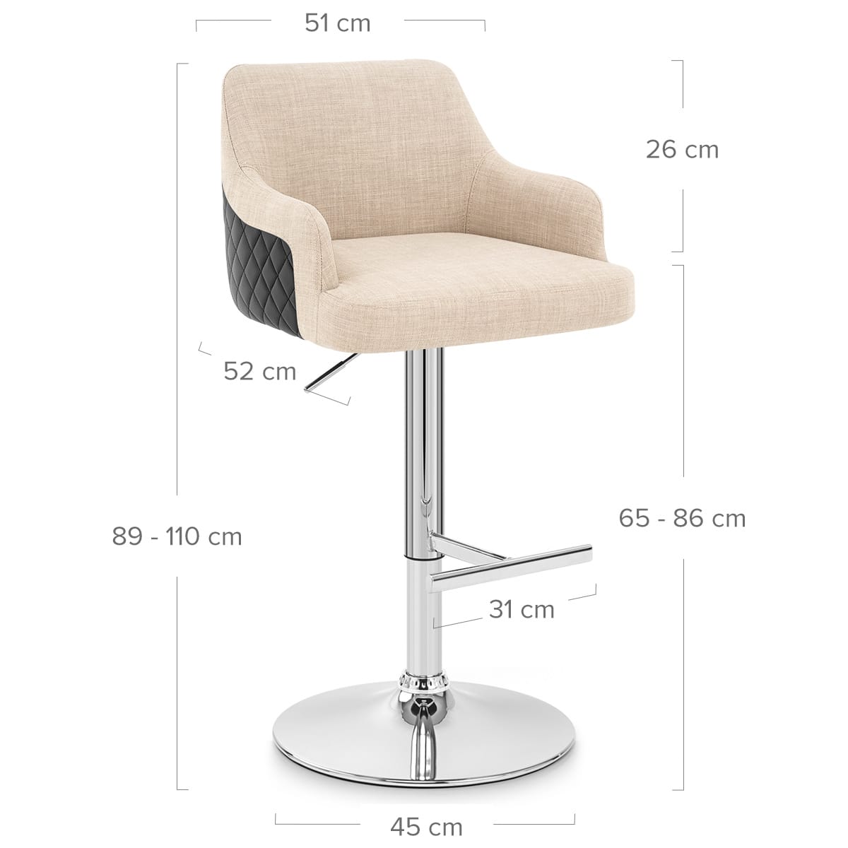 Stoffbarhocker Kunstleder - Dylan Beige
