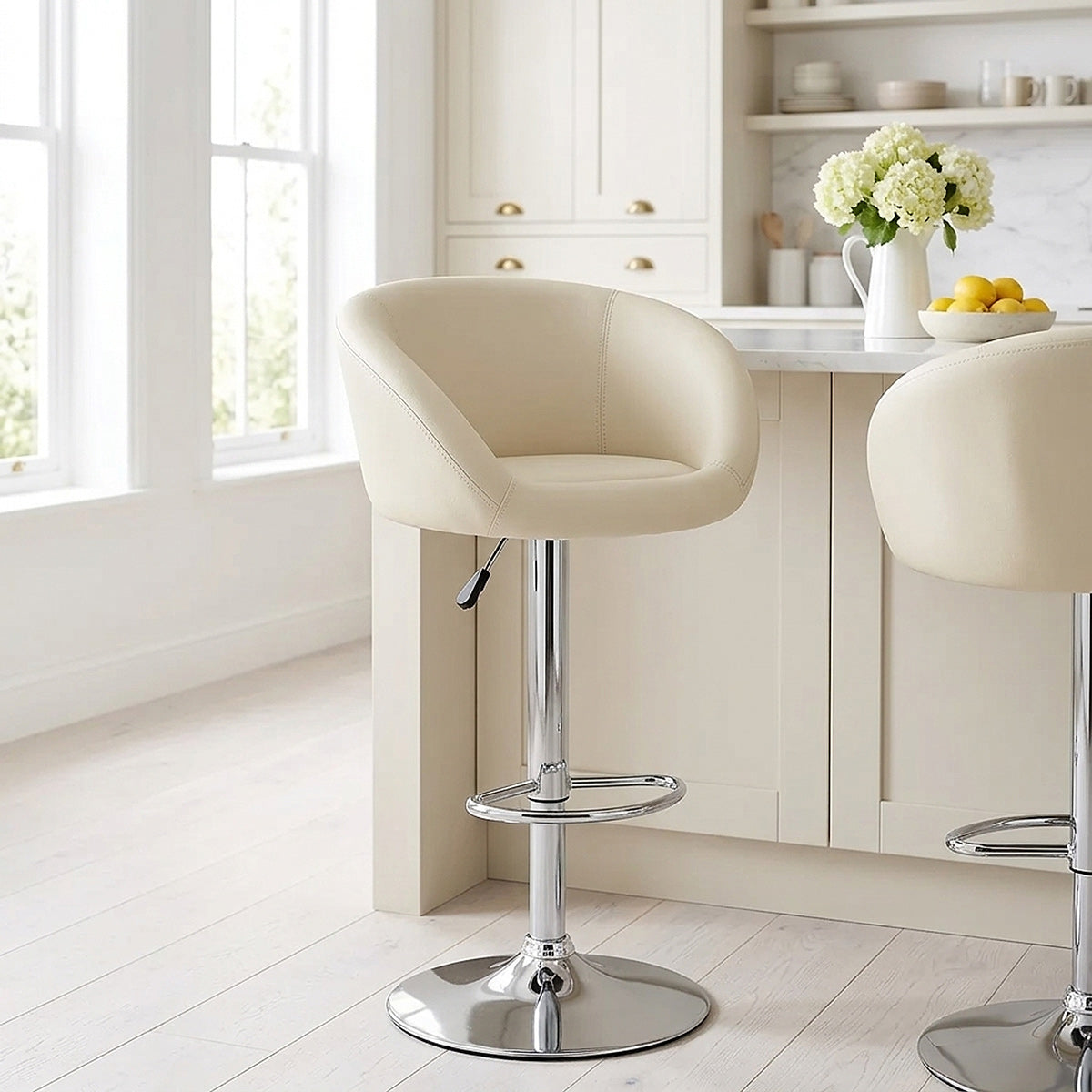 Kunstleder Barhocker Chrom - Eclipse Beige