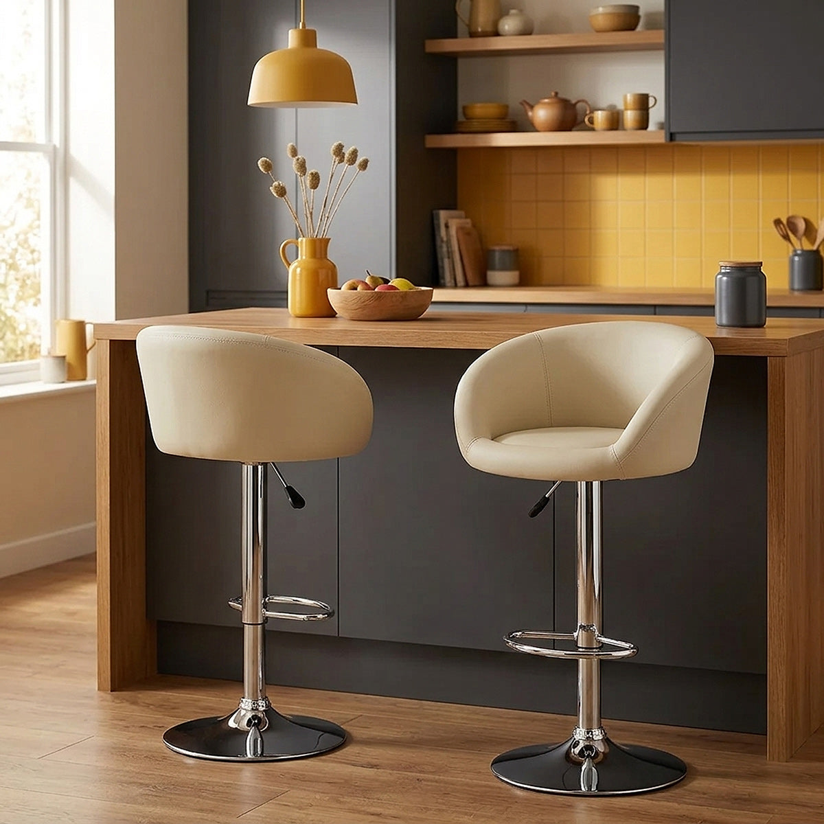 Kunstleder Barhocker Chrom - Eclipse Beige