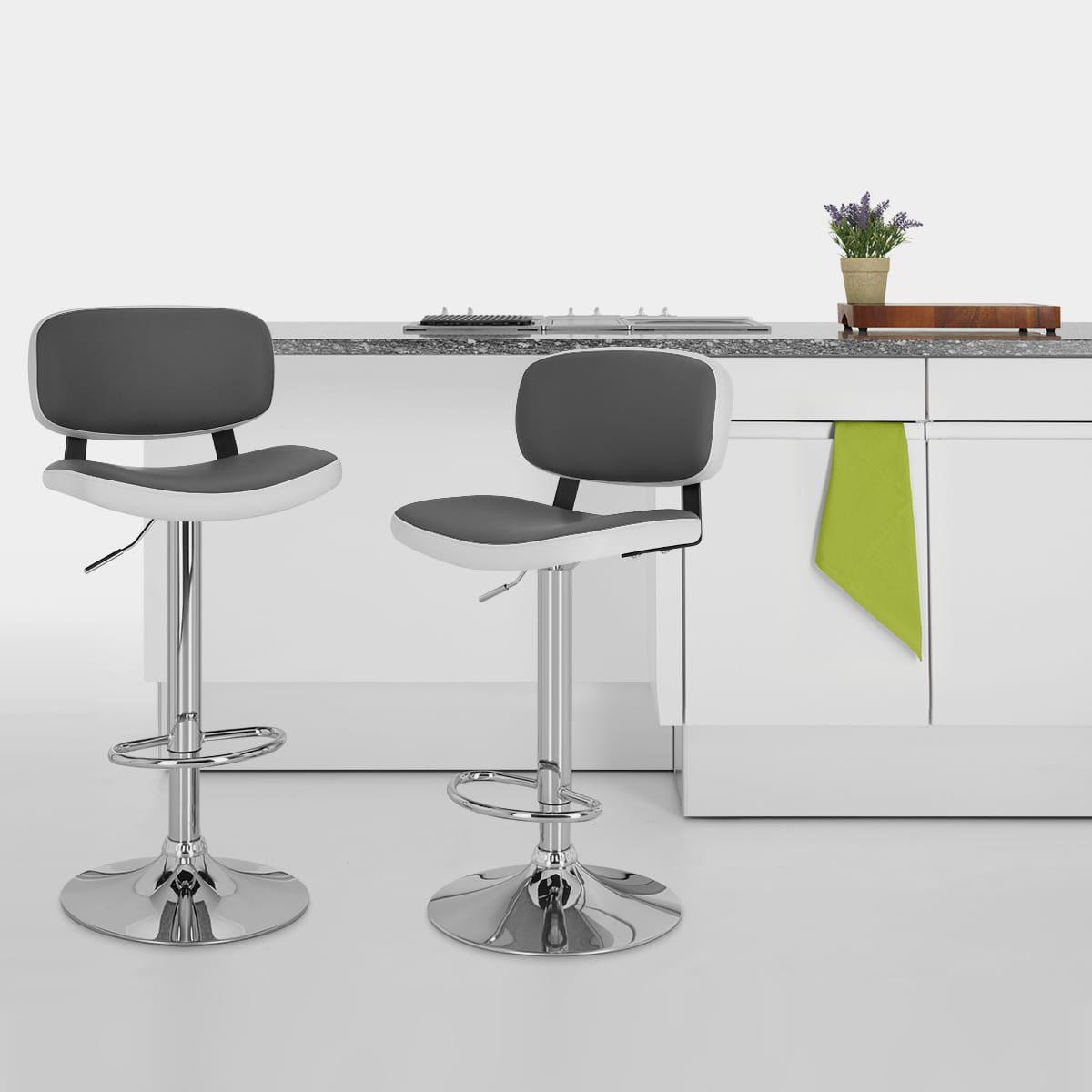 Sgabello Similpelle Cromato - Edge Grigio