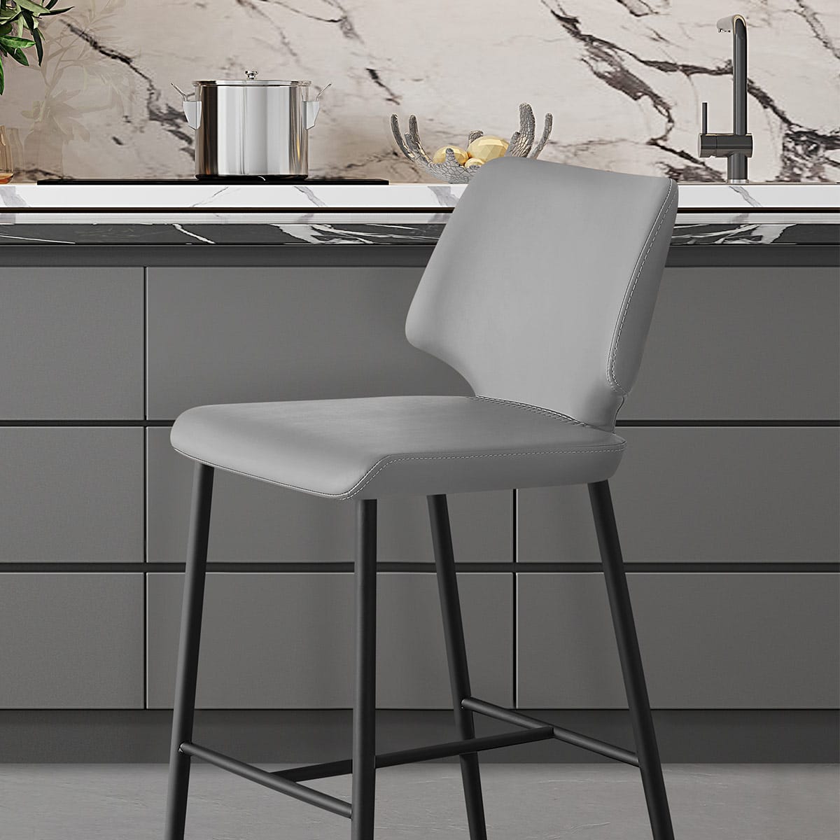 Sgabello Ecopelle - Elan Grigio