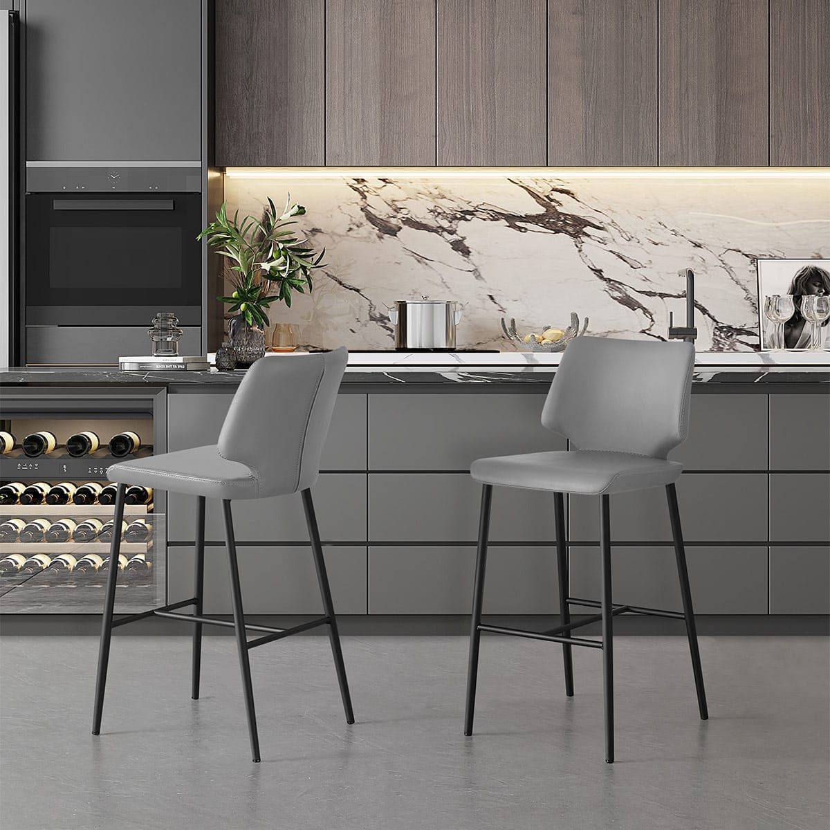 Sgabello Ecopelle - Elan Grigio