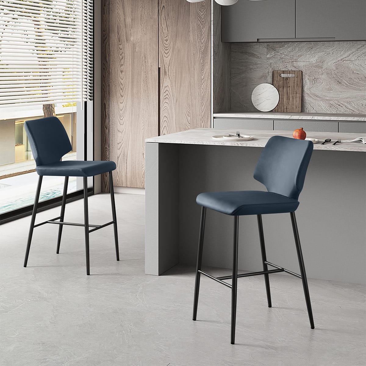 Sgabello Ecopelle - Elan Blu