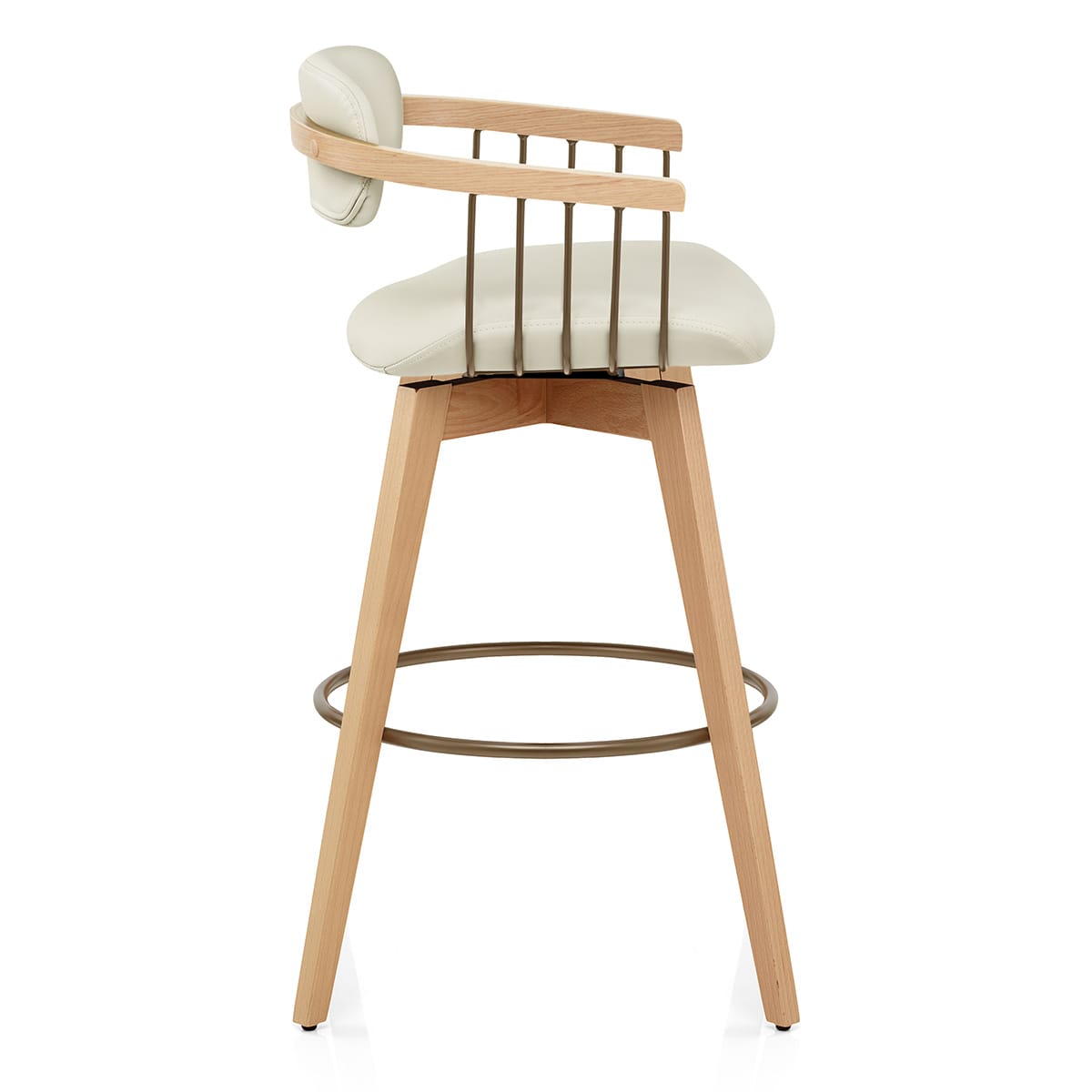 Eichen Barhocker Echtleder - Electra Beige