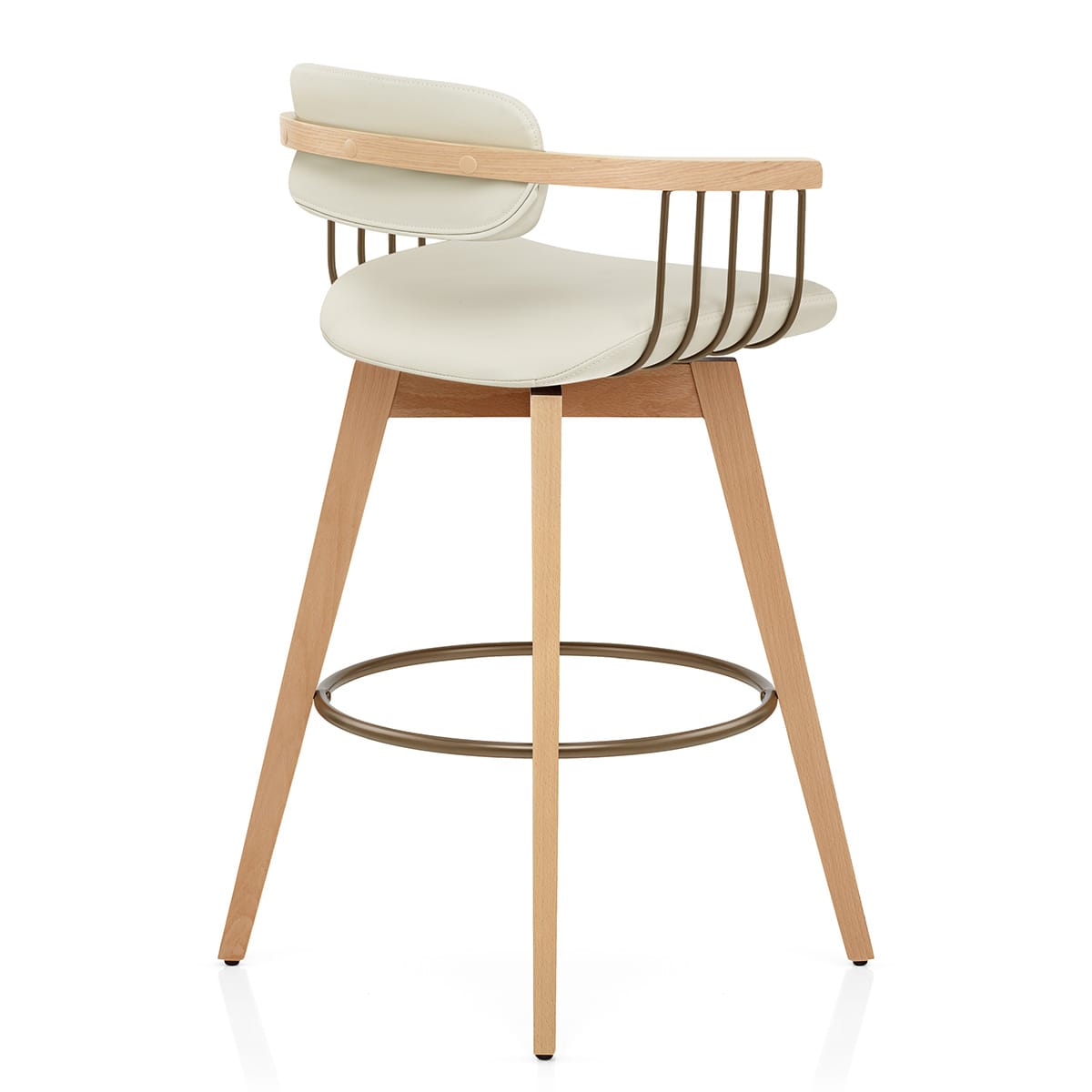 Eichen Barhocker Echtleder - Electra Beige