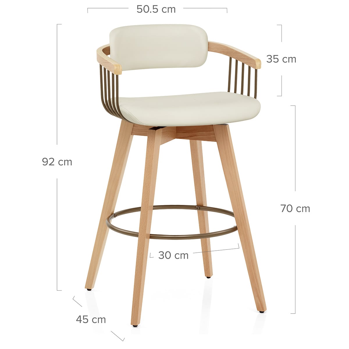 Eichen Barhocker Echtleder - Electra Beige