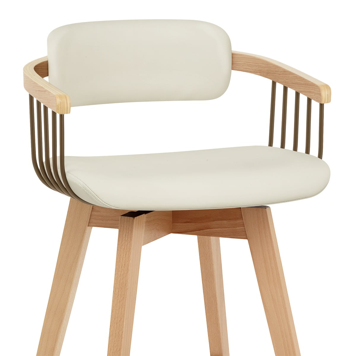 Eichen Barhocker Echtleder - Electra Beige