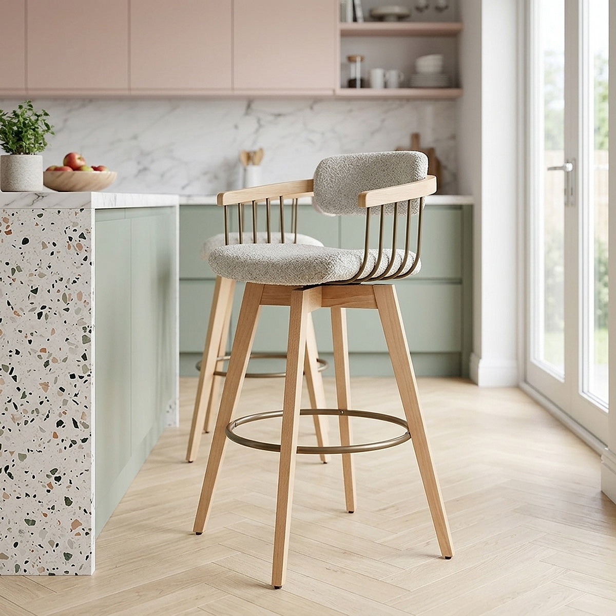 Stoffbarhocker Eiche - Electra Beige
