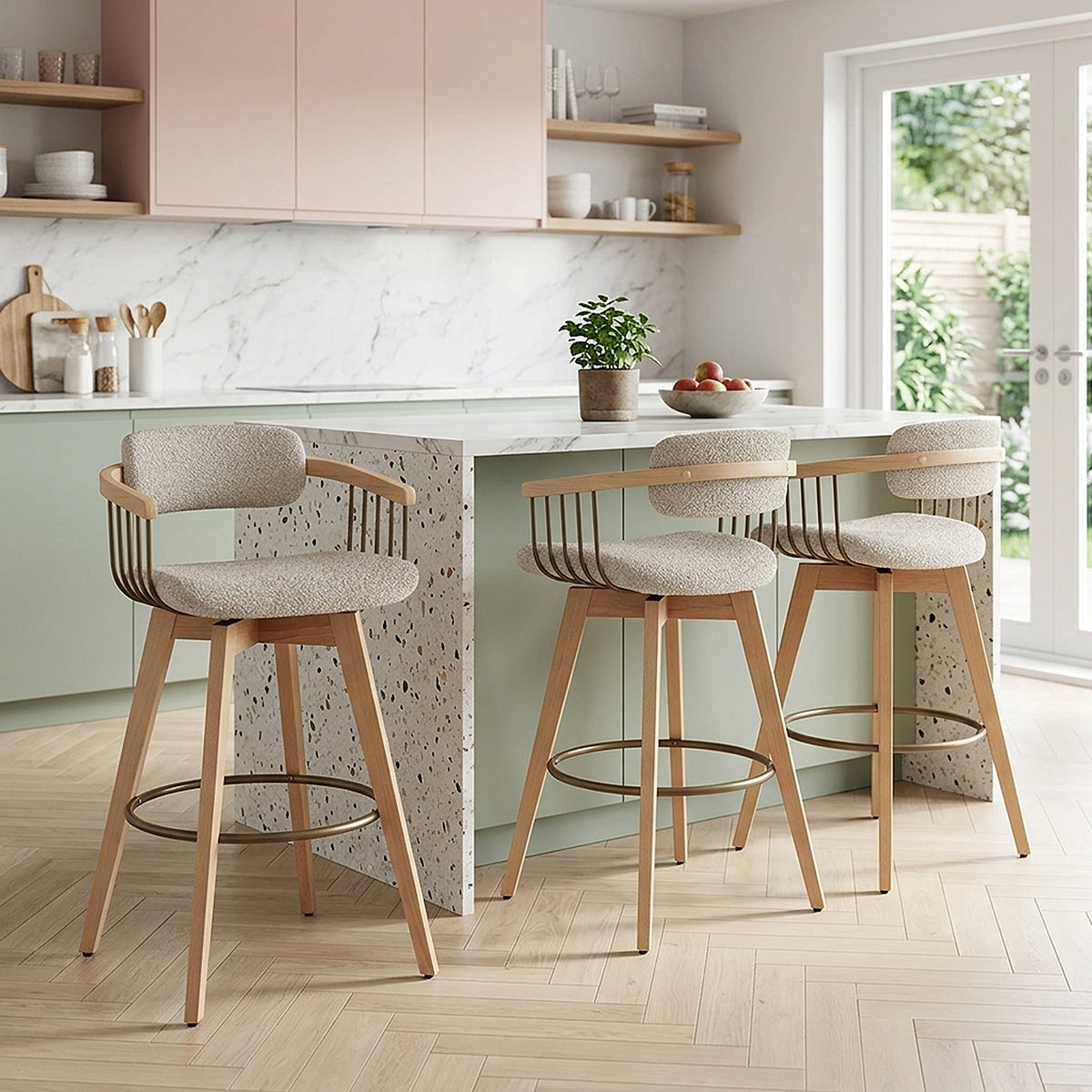 Stoffbarhocker Eiche - Electra Beige