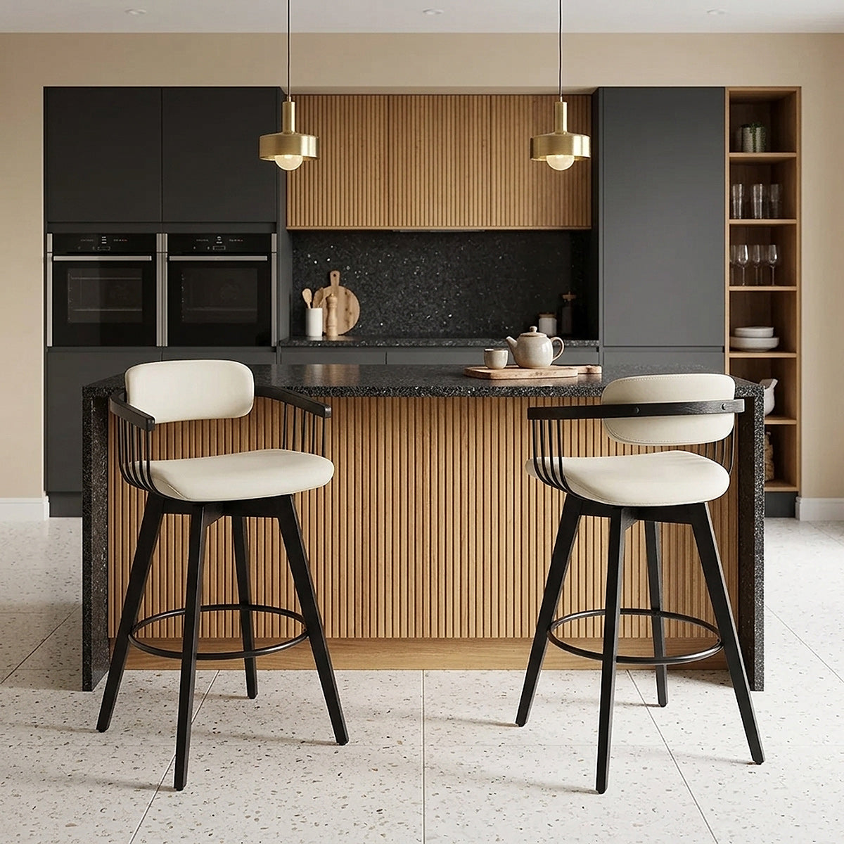 Sgabello Vera Pelle - Electra Crema