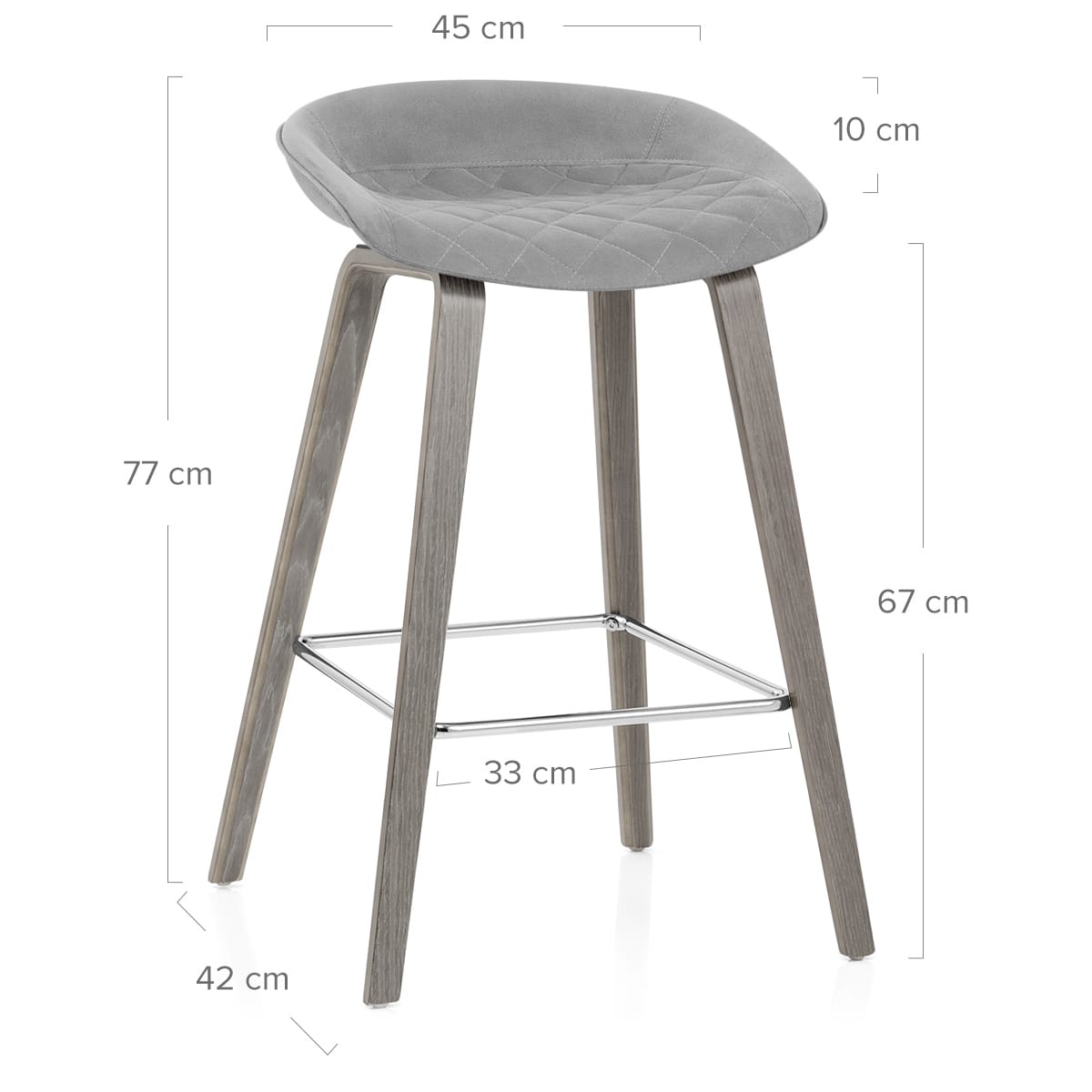Samt Holz Barhocker - Epic Grau