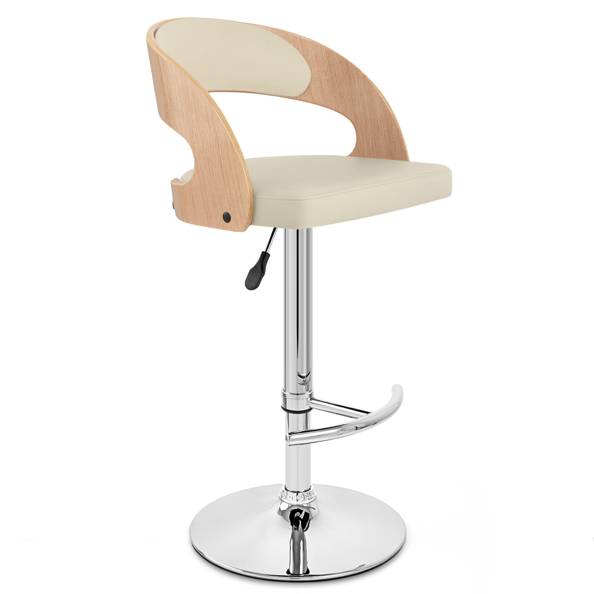 Sgabello Legno Cromato - Eve Quercia Crema