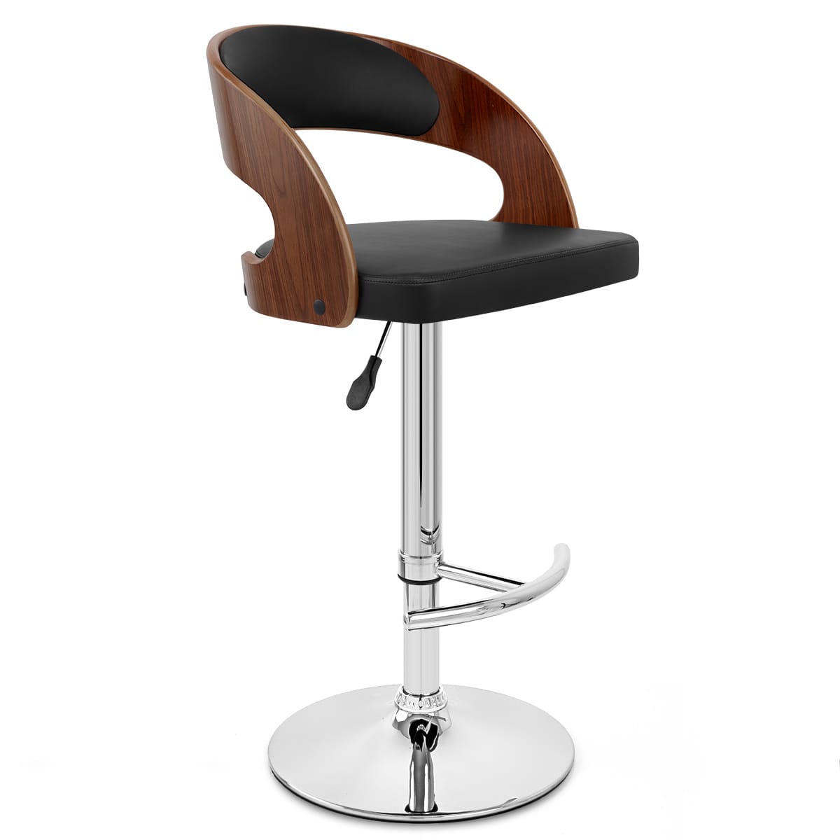 Sgabello Legno Cromato - Eve Noce Nero
