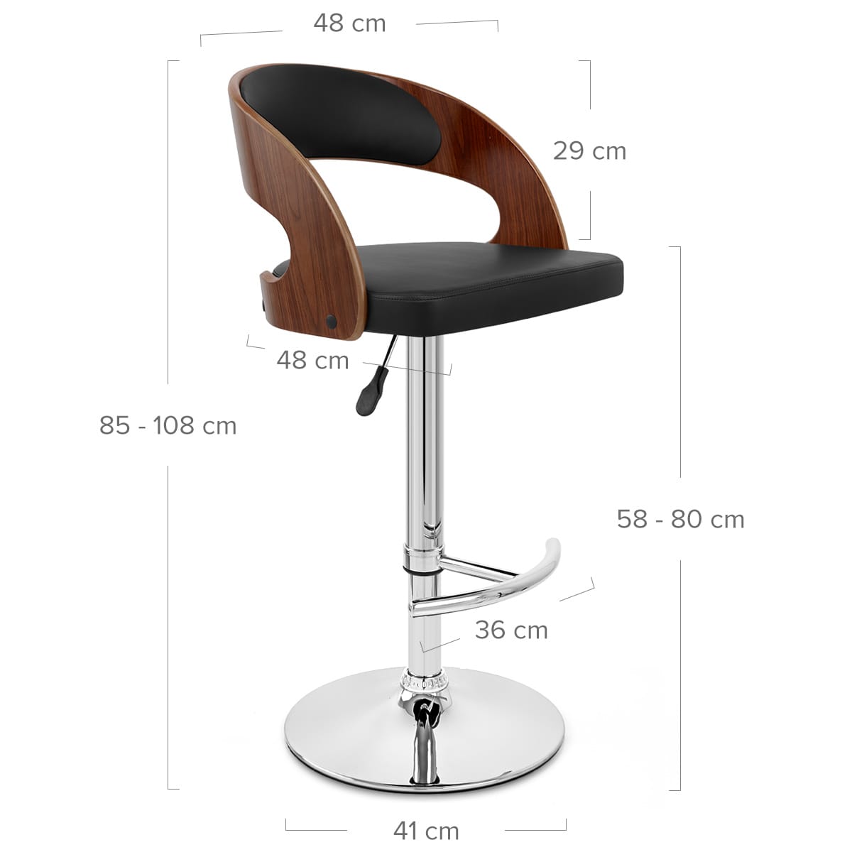 Sgabello Legno Cromato - Eve Noce Nero