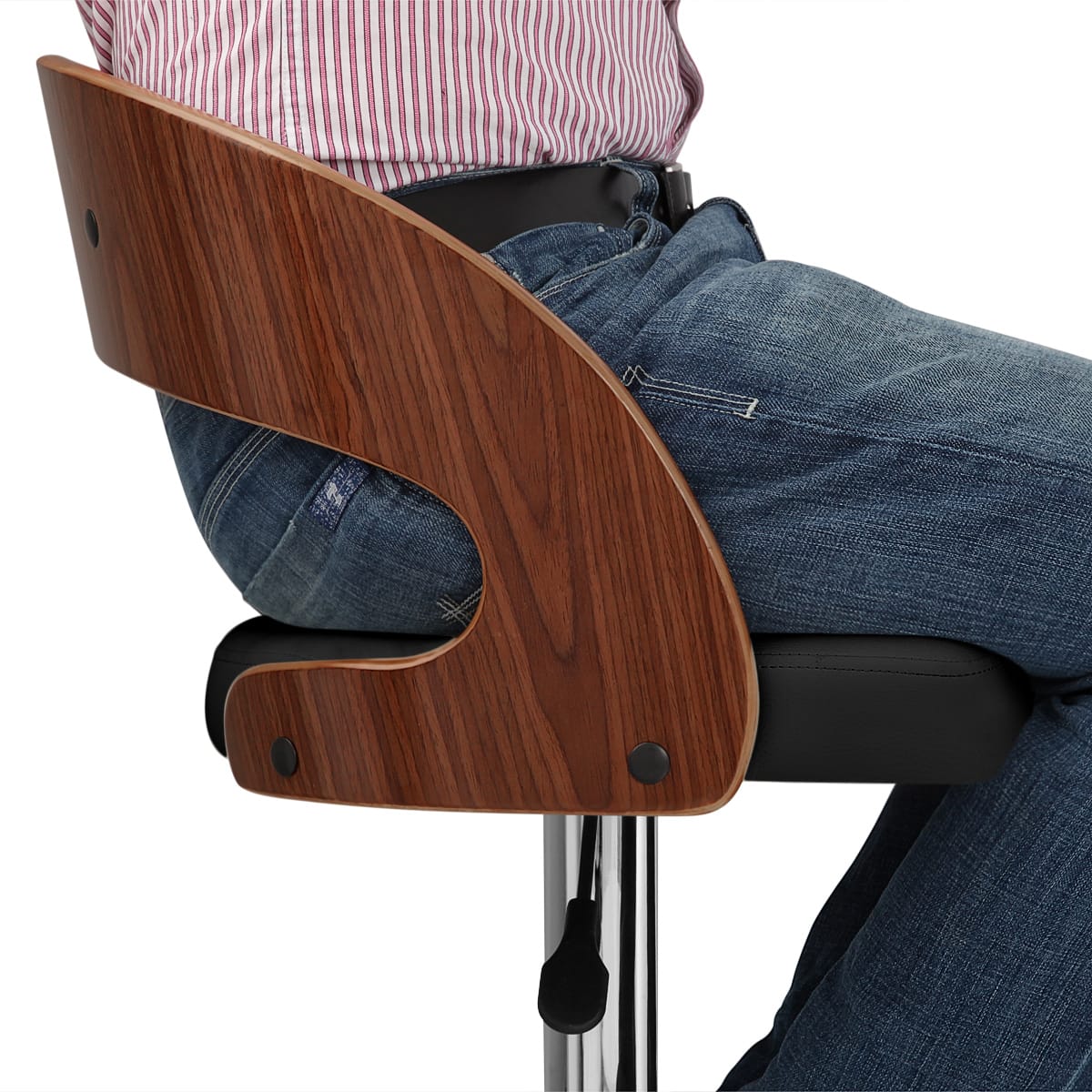 Sgabello Legno Cromato - Eve Noce Nero