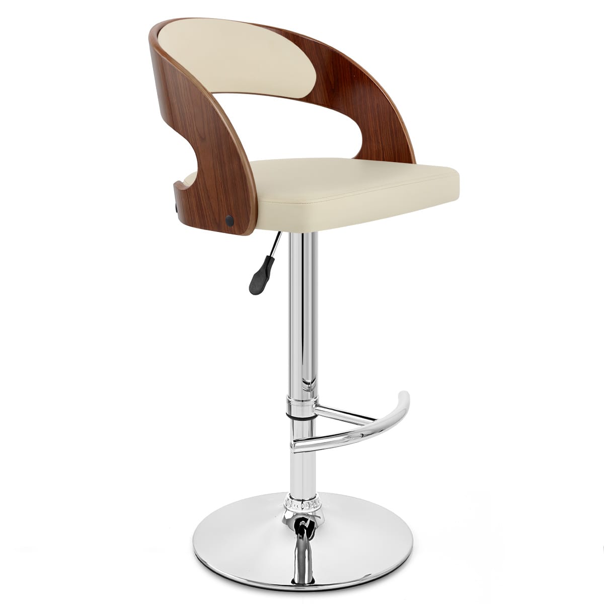 Sgabello Legno Cromato - Eve Noce Crema