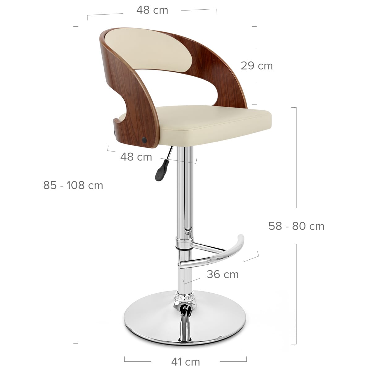 Sgabello Legno Cromato - Eve Noce Crema