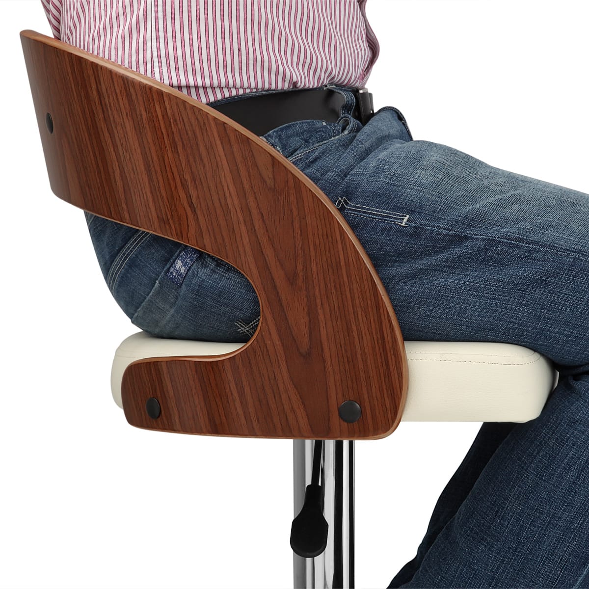 Sgabello Legno Cromato - Eve Noce Crema