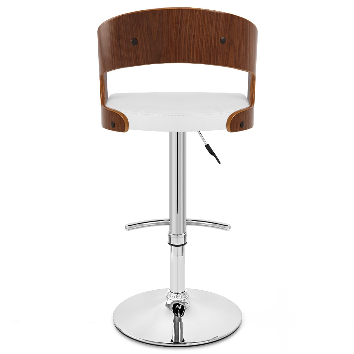 Sgabello Legno Cromato - Eve Noce Bianco