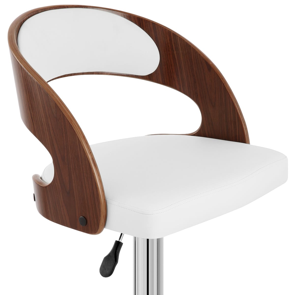 Sgabello Legno Cromato - Eve Noce Bianco