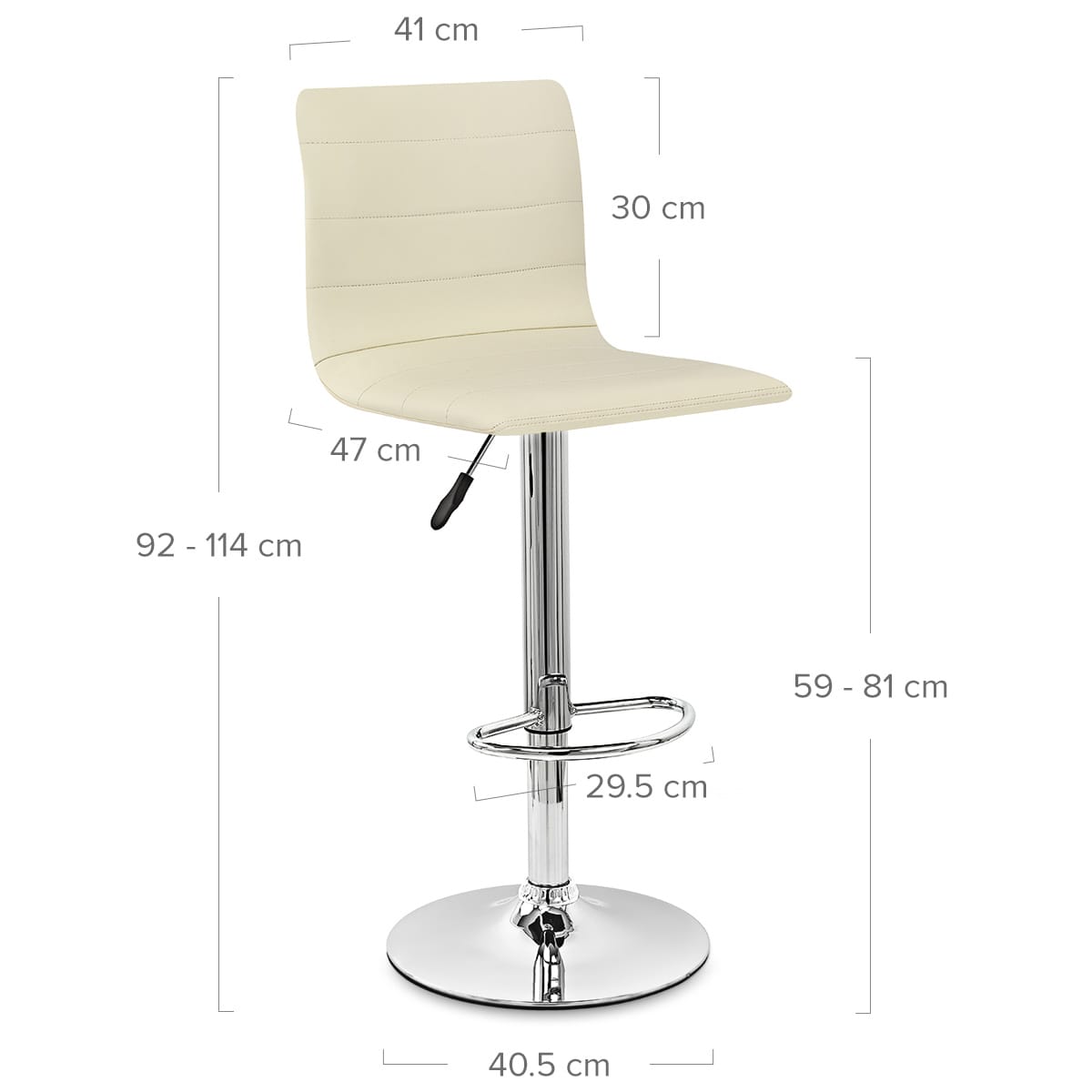 Echtleder Barhocker Chrom - Fabio Beige