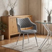 Samt Esszimmerstuhl Chrom - Fairfield Grau