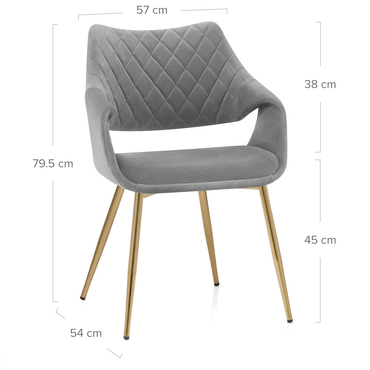Samt Esszimmerstuhl Gold - Fairfield Grau