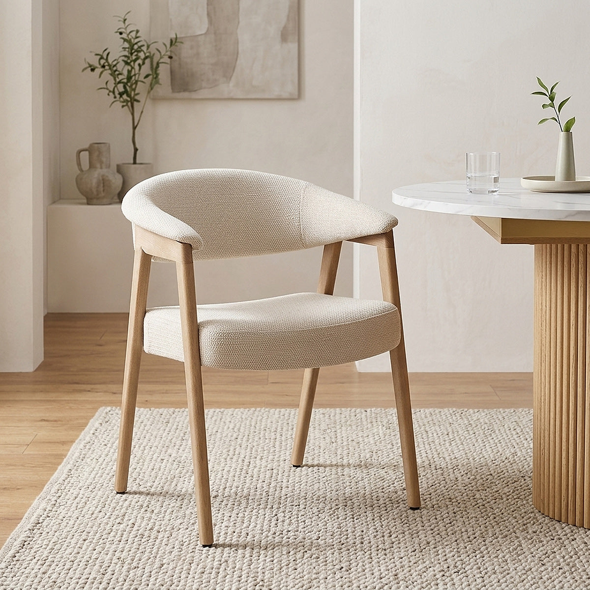 Sedia da pranzo Tessuto Quercia - Falco Beige
