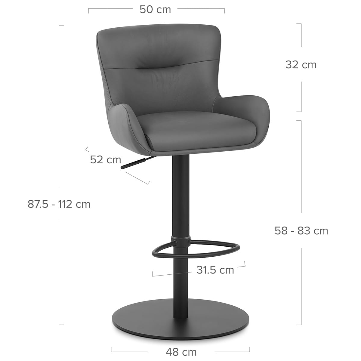 Barhocker Echtleder - Faraday Dunkelgrau